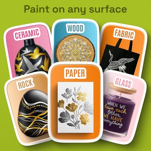 ARTISTRO White, Gold & Silver Acrylic Paint Pens – 0.7mm Extra Fine Tip Paint Pens for Crafts, Greeting Cards, Ornament Decor, Rock Painting, DIY Art