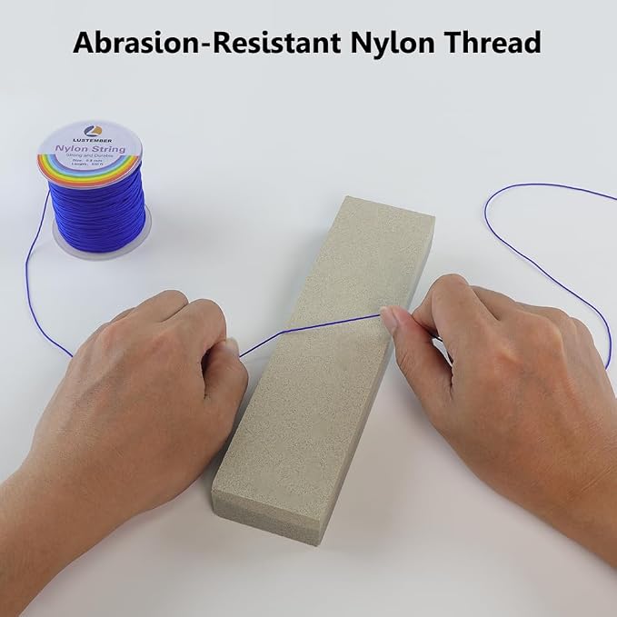 LUSTEMBER 0.8mm Nylon String, Strong Bracelet String, Durable Nylon Cord for Jewelry Making, Bracelets, Beading, Necklaces, Rattail Braiding, Kumihimo, Wind Chimes, Blinds and Handicrafts