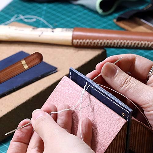 WILLBOND 24 Pcs Self Threading Sewing Needles Sets Large Gauge Needle Hand Sewing Needle Embroidery Needles with Wooden Case for Knitting Mending DIY Handsewing Art Crafts