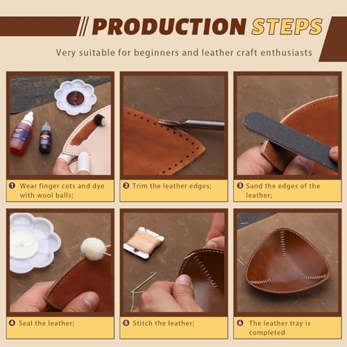 CBHGFEA Leather Crafting Kit, Vegetable Tanned Leather Tray Kit (S, M, L)