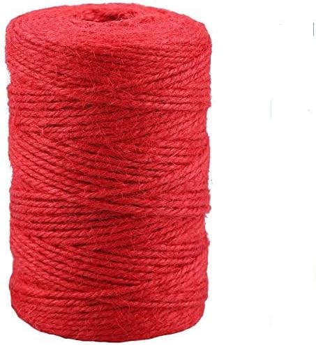 KINGLAKE Natural Jute Twine - 328 Feet, Durable Packing String, Arts & Crafts Gift Twine, Red