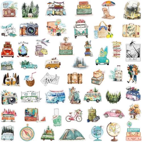 50Pcs Vintage Stickers,Waterproof Transparent PET Aesthetic Decorative Sticker Scrapbooking Supplies for Adult Card Making Letters Planner Journaling Junk Journal DIY Water Bottles Art Craft.Car
