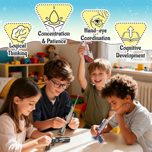 3D Paper Building Model, DIY Origami Kit for Kids Ages 8-12, Includes 8 Pre-cut, Easy-to-Assemble Weapon 3D Paper Building Models, Origami Kit for Kids Ages 8-12