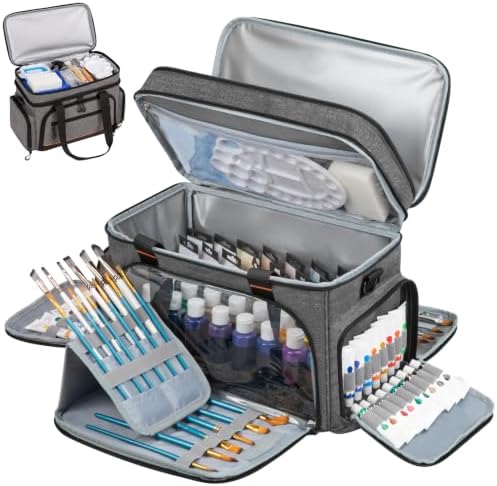2 Layer Acrylic Paint Storage Bag for 32 Bottle(2 oz) Acrylic Paint