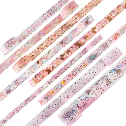 YUBBAEX Mystic Gold Washi Tape Set Wide Silver Foil Masking Tape Decorative for Arts, DIY Crafts, Journal Supplies, Planners, Scrapbook, Card/Gift Wrapping (Sweet Memory)