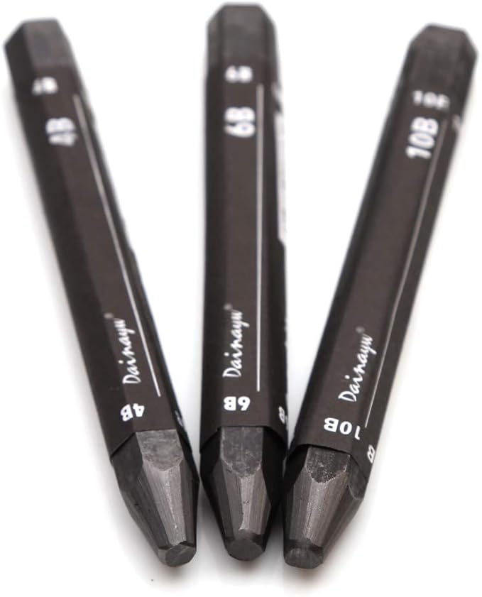 Graphite Stick Set - Water Soluble - 4B 6B 10B, Art Drawing Supplies for Sketch & Shading Pencils, Artist Sketching - 3 Pcs