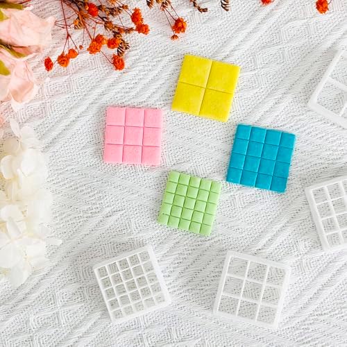 Xaekicr Grid Square Polymer Clay Cutters Set – 4PCS Geometric Clay Cutters for DIY Jewelry Making, Clay Tools for Polymer Clay Molds and Earring Projects