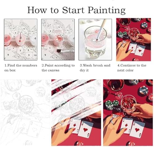 ZRIZQ Vintage Paint by Numbers Kit for Adults Beginner,Poker,16x20