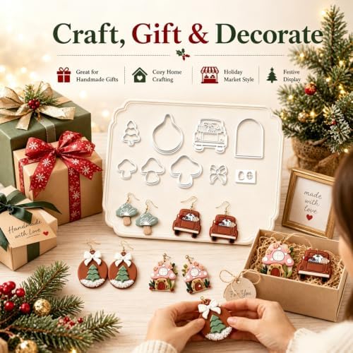 9Pcs Christmas Clay Cutters for Earrings & Ornaments