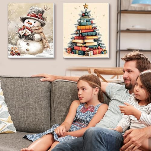 VIGEGU 4 Pack Christmas Paint by Numbers Kit for Adults with Framed