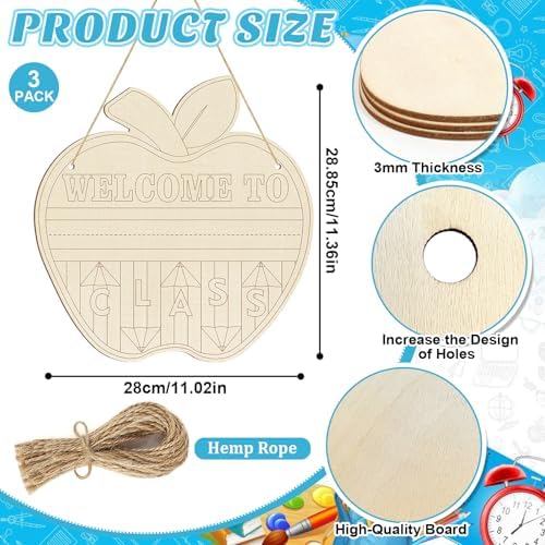 Large Welcome Sign for Classroom Decoration Crafts Hanging to Paint DIY Blank Unfinished Back to School Door Wreath for Front Door Wall Signs Welcome to Our Class Signs for Teacher Supplies