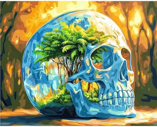 Paint by Numbers Kit for Adults, Fantasy Skull DIY Painting Kit, 16x20 Inch