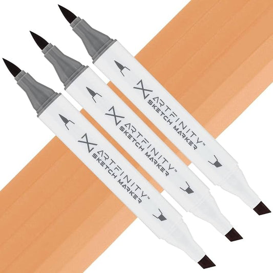 Artfinity Sketch Markers - Set of 3 - Light Tan E1-4, Vibrant, Professional, Dye-Based Alcohol Markers for Artists, Drawing, Travel, & More