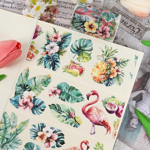 Sitsink PET Tape for Journal Scrapbooking - Summer Green PET Tape Stickers for Crafts Junk Journal Supplies Notebook Scrapbook DIY Decor