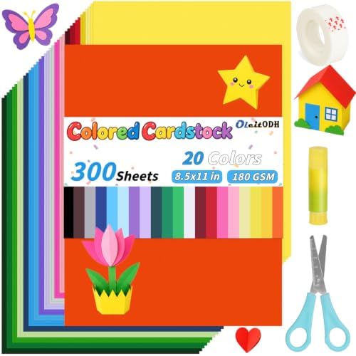 Oleitodh 309 Sheets 8.5" x 11" Colored Cardstock, 20 Colors
