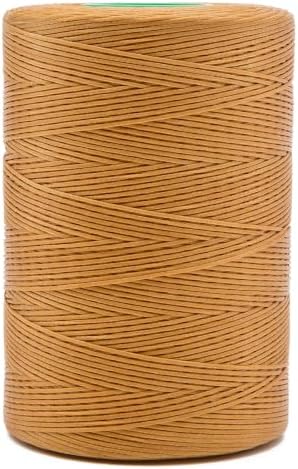 Flat Waxed Thread 0.8mm 710Yds for Leather Craft DIY Hand Sewing Projects Shoes Repair（Camel）