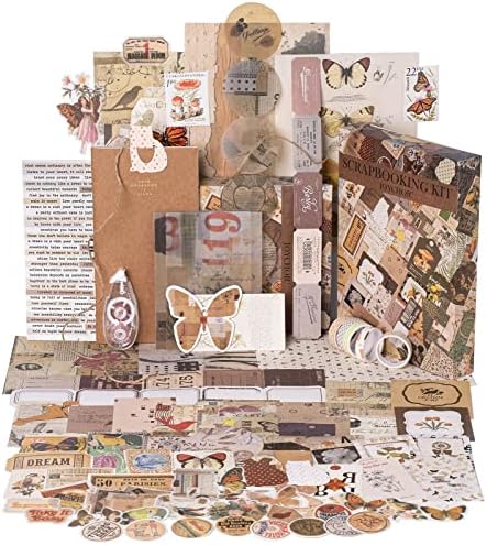 JOYCHOIC Vintage Scrapbooking Supplies Aesthetic Journaling Kit, Scrapbook Large Collection for Bullet Junk Journal, Arts Craft Collage, Beginners, Ephemera