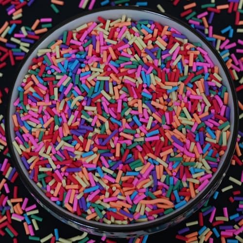 LIKETURE Fake Sprinkles 110G Non-edible Polymer Clay Sprinkles Fake Candy Sprinkles Slime Sprinkles Faux Sprinkles for Resin Slime Add Ins Plastic Sprinkle Nail Art Shaker Card Filler (Yellow)