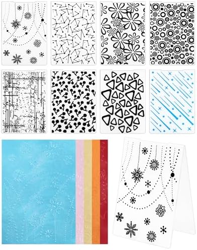 FIVEIZERO 8 Pcs Embossing Folders for Embossing Machine, 5.8 x 4.1 Inch Paper Card Embossing Templates, Classic Pattern Series for Card Making, Scrapbook, Photo Album & DIY Crafts