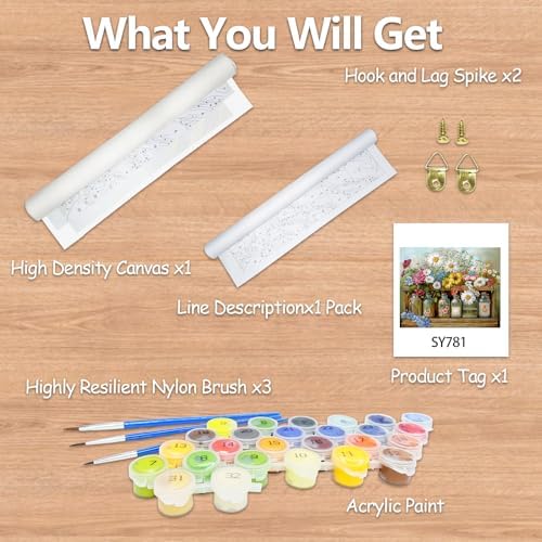 JATOK Paint by Numbers Kit for Adults, Flower, 16 x 20 in / 40 x 50 cm