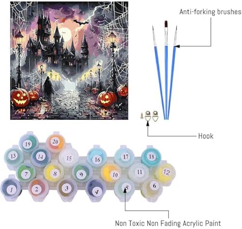 AIBOERL Paint by Numbers Kit for Adults Beginner,Halloween Night, 12X16In