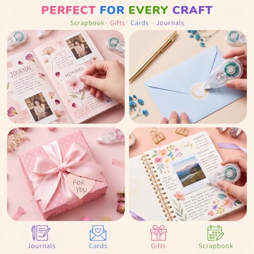 Temiary 6 Pack Scrapbook Tape, 16.4 Ft x 0.24 Glue for Crafts, Transparent