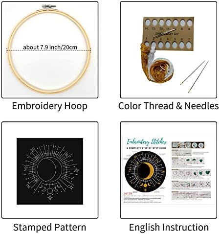 Louise Maelys Tarot Moon Embroidery Kit for Beginners Starry DIY Set