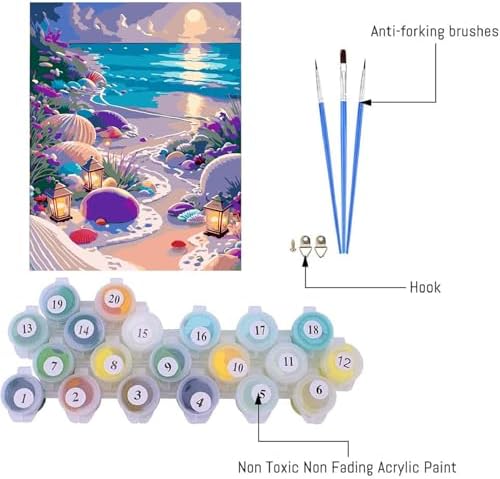 AIBOERL Paint by Numbers Kit for Adults Beginner, Beach, 12X16In