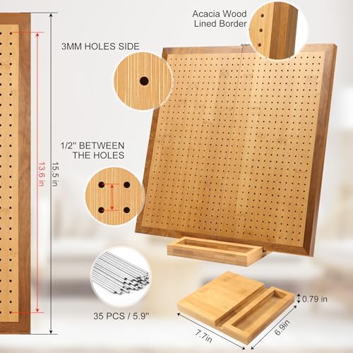 15.5" Foldable Crochet Blocking Board with 35 Pegs for Crochet Project, Big