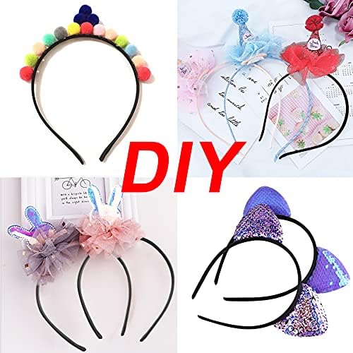 Duufin Black Headbands for Girls Crafts DIY 30 Pcs Plain Satin Headbands