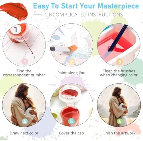Jesus Paint by Numbers Kit for Adults Framed Canvas 12X16 in, Frameworkless