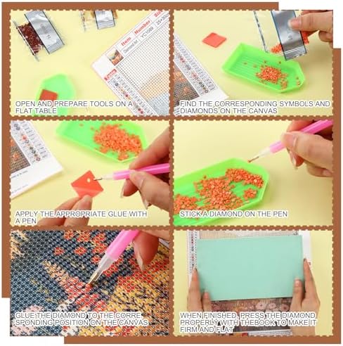 Yeaqee 4Pcs Diamond Art Kits for Adult Gem Painting Kit, Flower Mountain