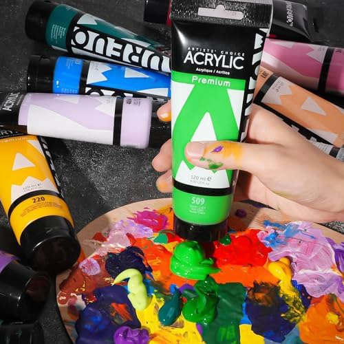AUREUO Yellow Green Acrylic Paint, 4 Fl Oz / 120ml Single Tube, Rich Pigment Art Craft Paints for Canvas, Rocks, Wood, Ceramic, Fabric - Art Supplies for Beginners, Professionals, Artists