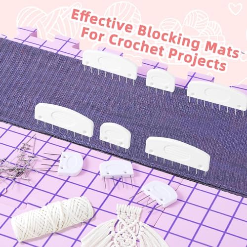 Opstin Knitting Blocking Mats and Pins, Interlocking Blocking Boards for Crochet Projects 0.75'' Extra Thick Blocking Mats with 150 T-Pins and Storage Bag