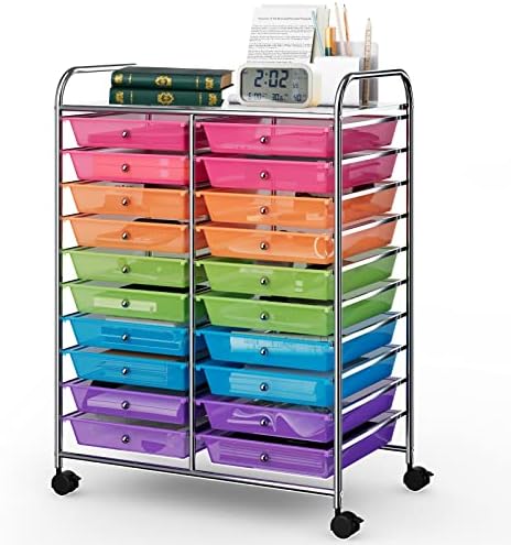 COSTWAY 20-Drawer Rolling Storage Cart, Utility Storage Organizer Cart