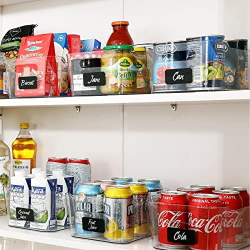 12 PACK Clear Plastic Storage Bins, Kitchen Cabinet Pantry Organizer Bins