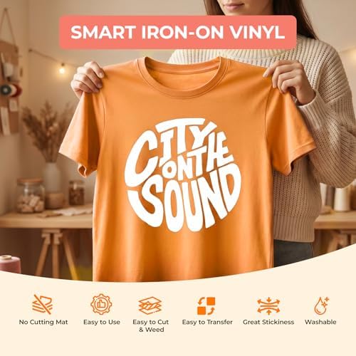 HTVRONT Smart Iron On Vinyl, Black HTV - 13" x 3FT Heat Transfer Vinyl