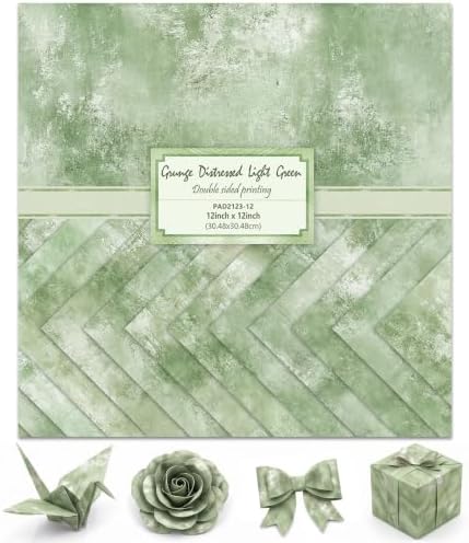 24 Sheets Green Scrapbook Paper 12x12 Inch 160gsm