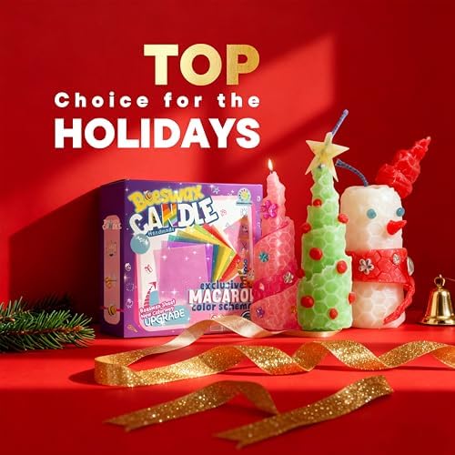 SMEAGOLORIYA Moldable Wax Candle Craft Kit - DIY Sculpting Set with 10 Colorful Sheets, Paints, Stickers & Wooden Display Stand - Creative Gift for Family Activity, Hobby Project