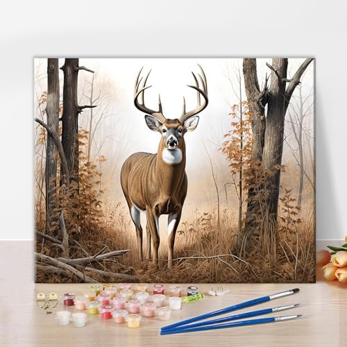 TUMOVO White Tail Buck Deer Paint by Numbers Kit for Adults & Kids, DIY Easy Oil Painting for Home Wall Decor, 16x20 Inch, Acrylic