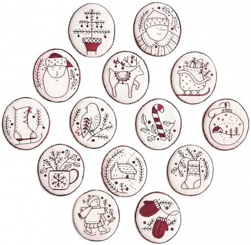 Christmas Embroidery Kit, 12PCS DIY Ornament Set for Beginners