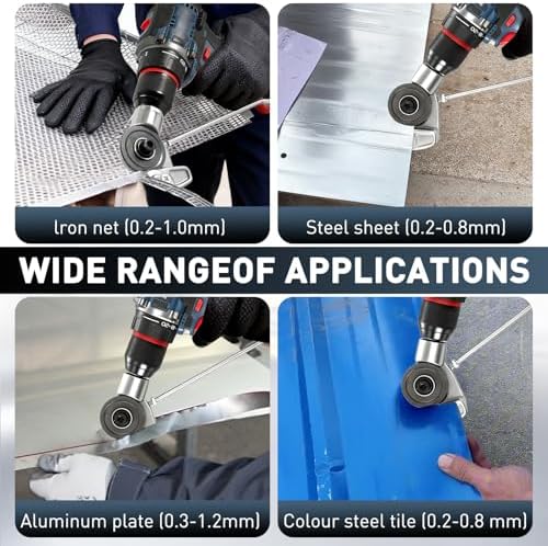 Metal Nibbler Drill Attachment, Heavy-Duty Sheet Metal Cutter for Electric Drill, Double-Cut Nibbler Tool for Fast Clean Cutting of Iron, Steel, Aluminum, Copper and Plastic Panels