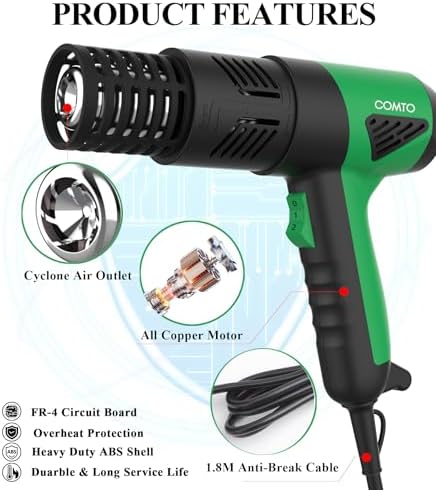 Heat Gun, 1800W Variable Temperature Hot Air Gun with LCD Display