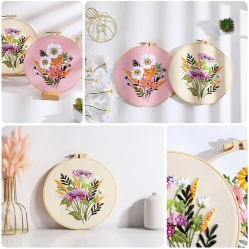 Offizon 3 Sets Embroidery Kit for Beginners Adult DIY Cross Stitches