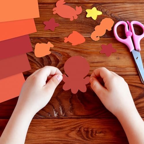 Whaline 50 Sheets Fall Assorted Red Orange Card Stock Paper 12 x 12 Inch Thanksgiving Scrapbook Craft Paper for Autumn Print DIY Art Making School Office Supplies, 65lb