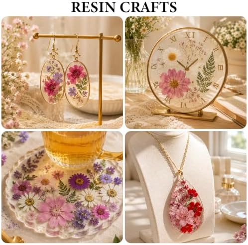 NESCCI 412 Pcs Purple Pink Dried Flowers for Crafts,Real Nature Dried Flowers for Craft Bulk Dry Flowers Leaves Kit Used for Resin Molds Scrapbooking DIY Art Crafts Candle Soap Making Nails Décor