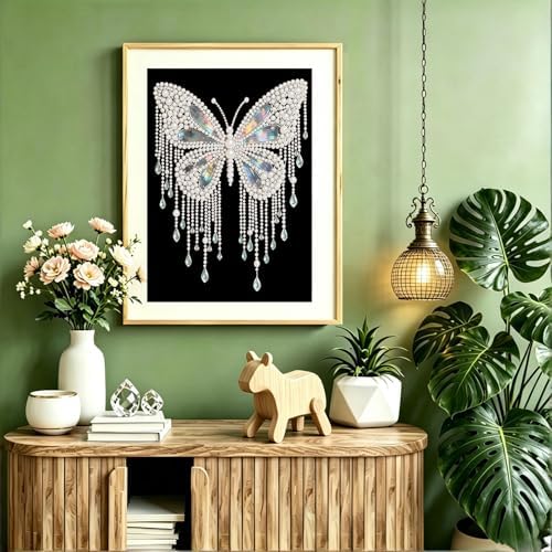 DIYBEADDOT DIY Butterfly Diamond Pearl Painting Kits for Adults,5D Diamond Art Pearl Painting Kits for Beginner, Crystal Rhinestones Diamond Painting for Home Wall Decoration Gift 12×16 inch