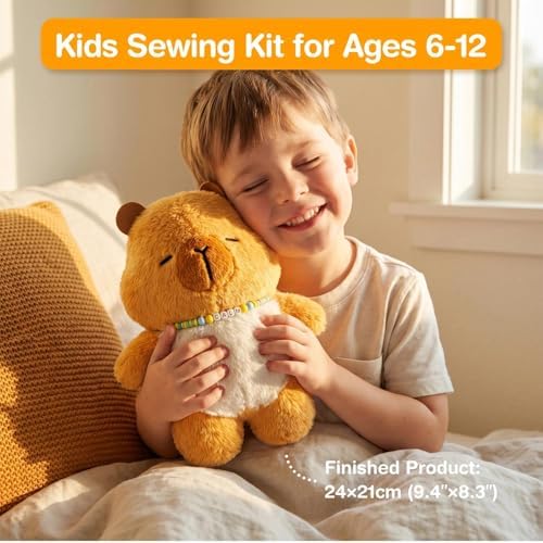 Avenir My First Sewing Kit Ages 6-8, Capybara Stuffed Animal Craft Set