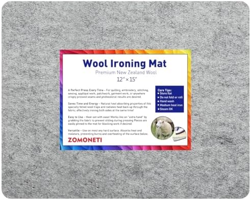 ZOMONETI 15" x 12" Wool Pressing Mat 100% New Zealand Felted Wool Ironing Mat Pad Blanket for Quilter, Sewing, Quilting Supplies and Notions