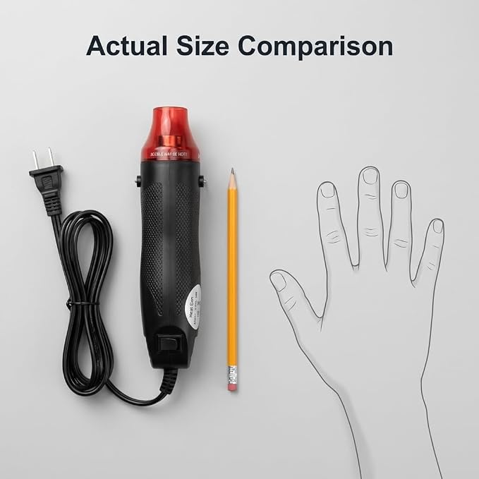 QWORK Mini Heat Gun, 300W Portable Hot Air Tool for Crafts, Epoxy Resin, Shrink Tubing & DIY, with Stand 110V